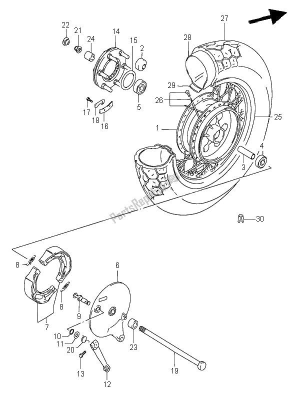 Toutes les pièces pour le Roue Arrière du Suzuki VS 600 Intruder 1996