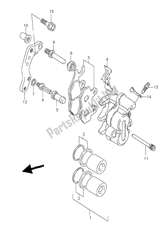 All parts for the Front Caliper of the Suzuki DR 350 SE 1999