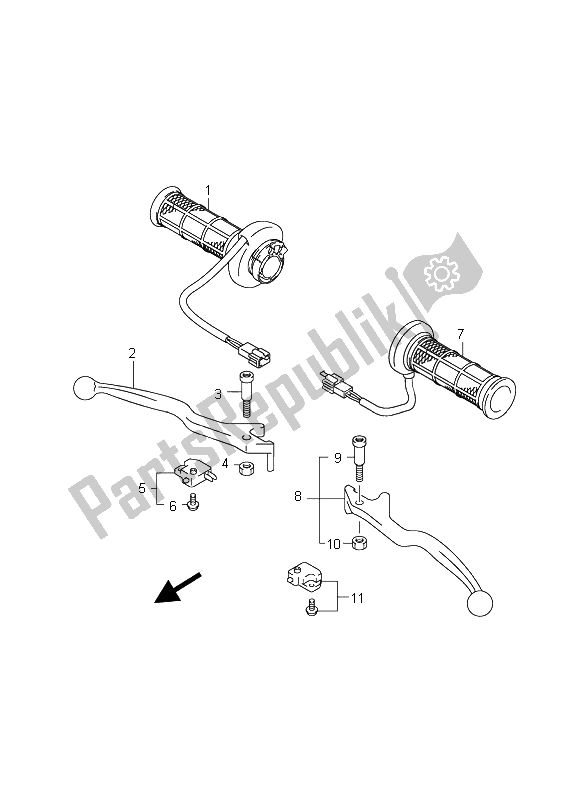 All parts for the Handle Lever (an400za) of the Suzuki Burgman AN 400 AZA 2009