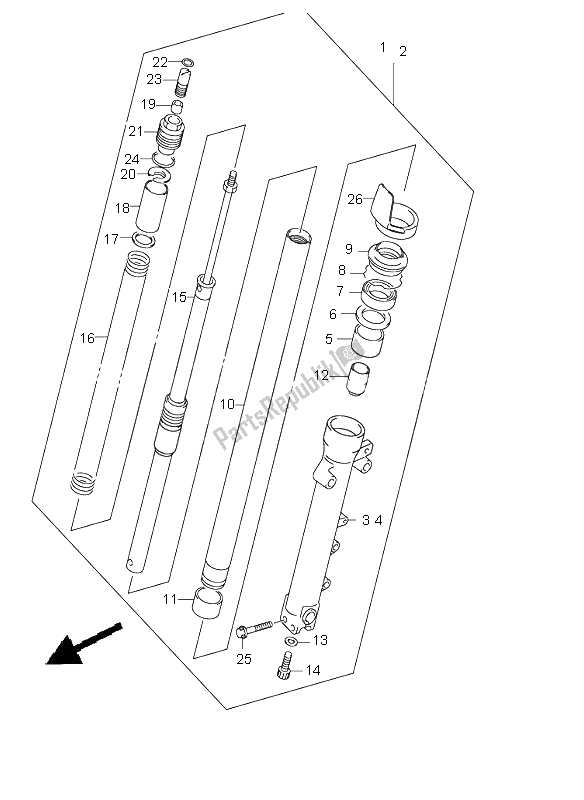 All parts for the Front Damper (gsf1200s) of the Suzuki GSF 1200 NS Bandit 2003