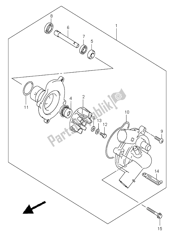 Alle onderdelen voor de Waterpomp van de Suzuki GSX R 750 2003