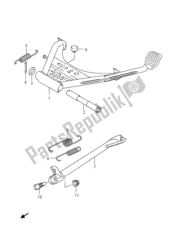 All parts for the Stand of the Suzuki UH 125A Burgman 2014