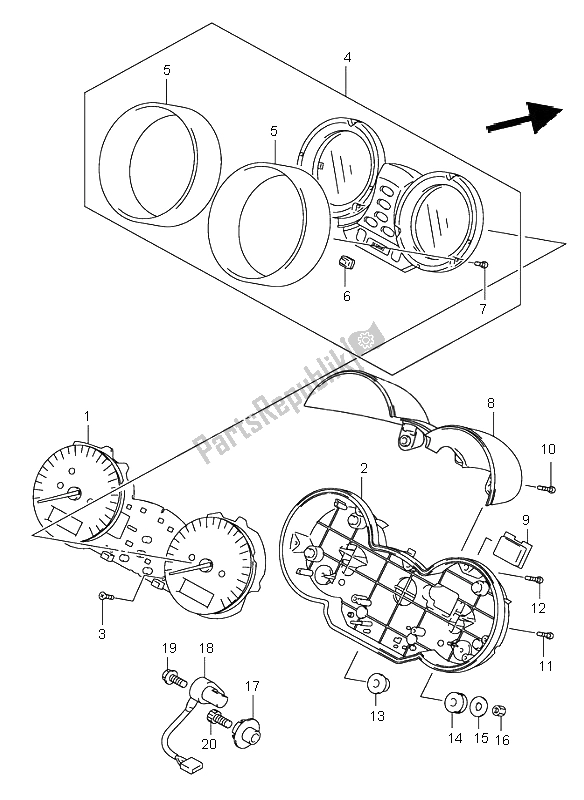 All parts for the Speedometer (gsf1200s-sz) of the Suzuki GSF 1200 Nszsz Bandit 2005