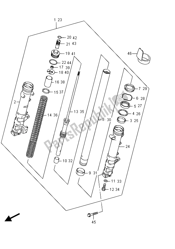 All parts for the Front Fork Damper of the Suzuki GSF 1250 SA Bandit 2015