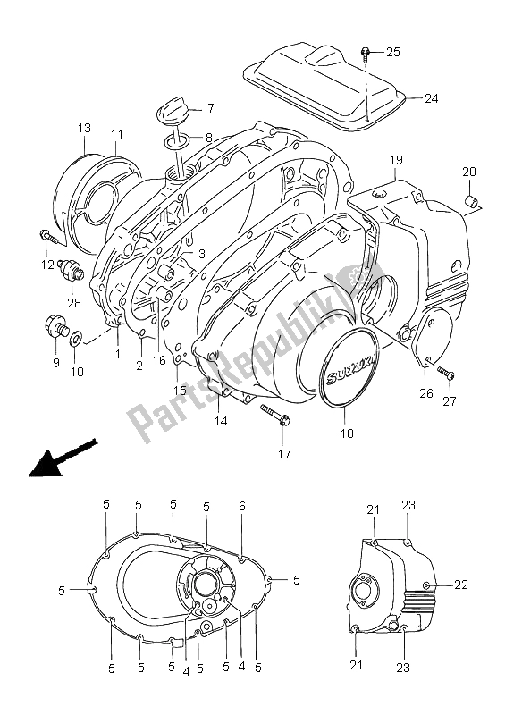 Wszystkie części do Pokrywa Skrzyni Korbowej Suzuki GS 500E 1999