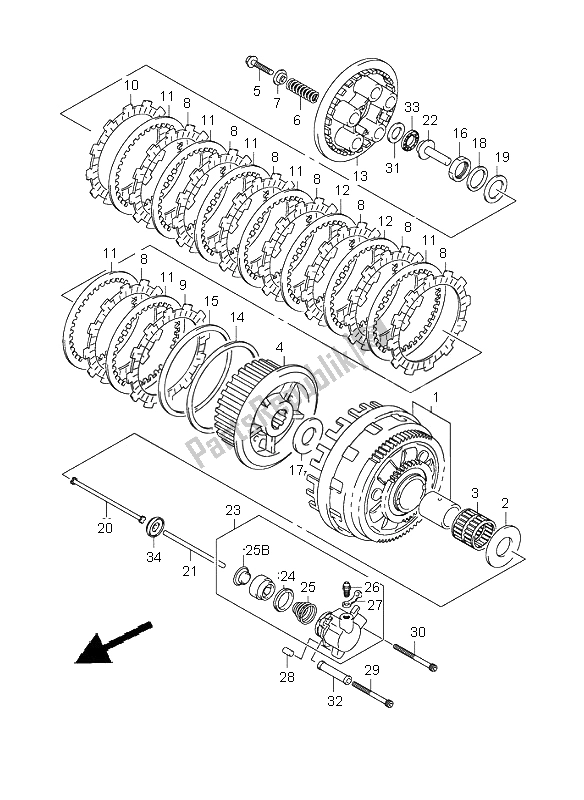 Alle onderdelen voor de Koppeling van de Suzuki DL 1000 V Strom 2005