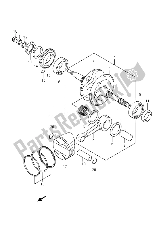 All parts for the Crankshaft of the Suzuki Burgman AN 400 AZA 2014