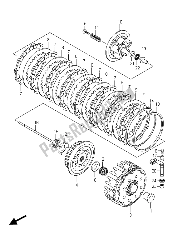 All parts for the Clutch of the Suzuki RM Z 250 2015