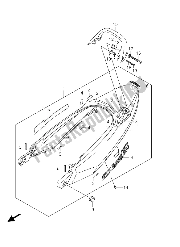 Tutte le parti per il Coprisella Posteriore del Suzuki GSX 1250 FA 2010