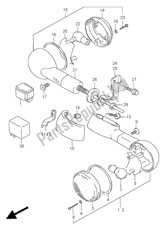 All parts for the Turn Signal Lamp of the Suzuki VZ 800 Marauder 1999