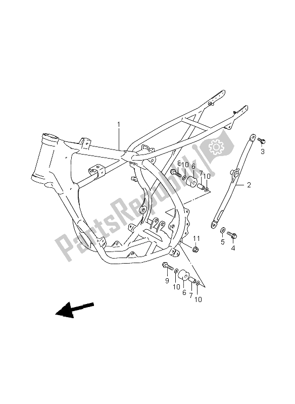 All parts for the Frame of the Suzuki RM 85 SW LW 2009