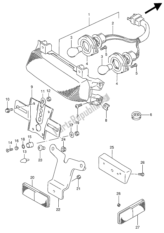 Tutte le parti per il Lampada Di Coda del Suzuki GSX R 1100W 1993