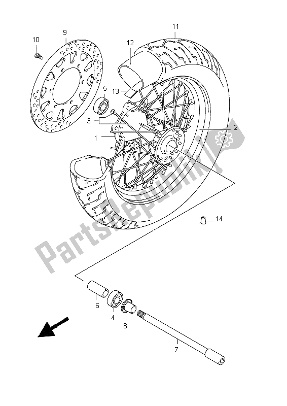 Todas as partes de Roda Dianteira (vl800 E02) do Suzuki C 800 VL Intruder 2012