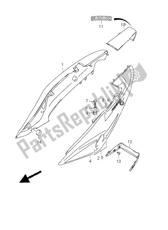 All parts for the Frame Cover of the Suzuki GS 500 2002