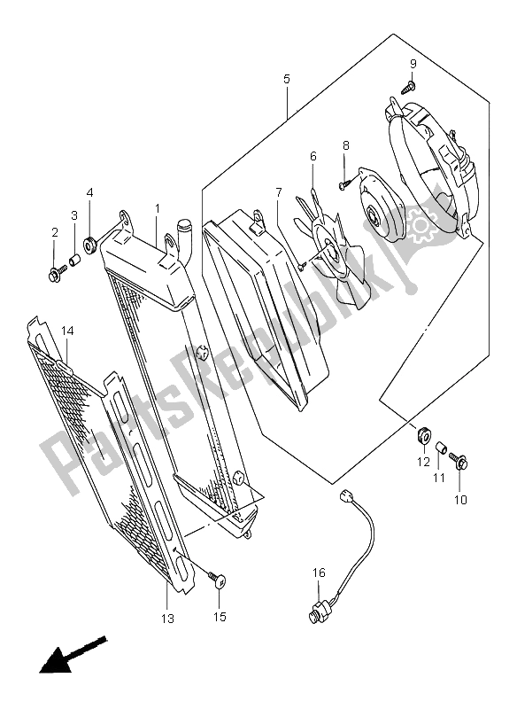 All parts for the Radiator of the Suzuki VZ 800 Marauder 2000