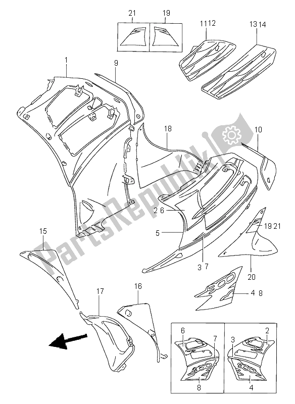 Alle onderdelen voor de Onder Koetswerk (rf900rs2) van de Suzuki RF 900R 1995