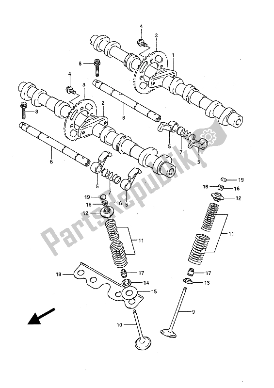 All parts for the Camshaft & Valve of the Suzuki GSX R 1100 1991