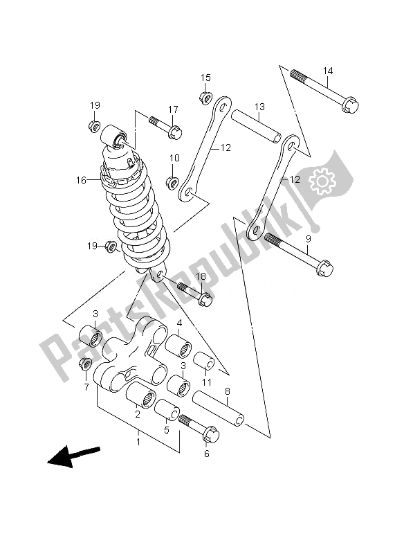 All parts for the Rear Cushion Lever of the Suzuki VL 800C Volusia 2007