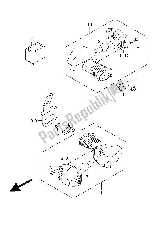 All parts for the Turn Signal Lamp of the Suzuki DR Z 400S 2009