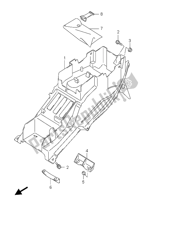 All parts for the Rear Fender of the Suzuki GSX 1300R Hayabusa 2005