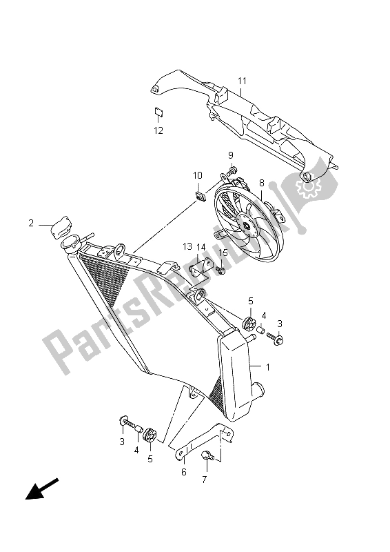 All parts for the Radiator (gsx-r750 E24) of the Suzuki GSX R 750 2012