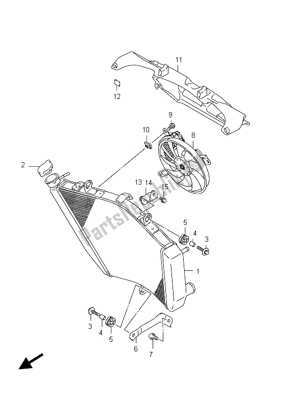 Alle onderdelen voor de Radiator (gsx-r750 E24) van de Suzuki GSX R 750 2012