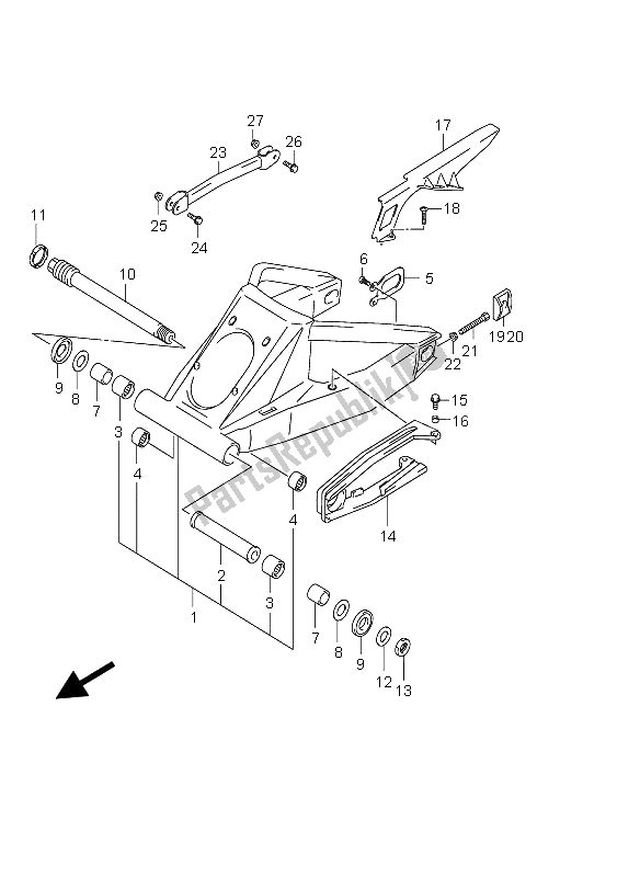 Todas las partes para Brazo Oscilante Trasero de Suzuki GSX 1300R Hayabusa 2006