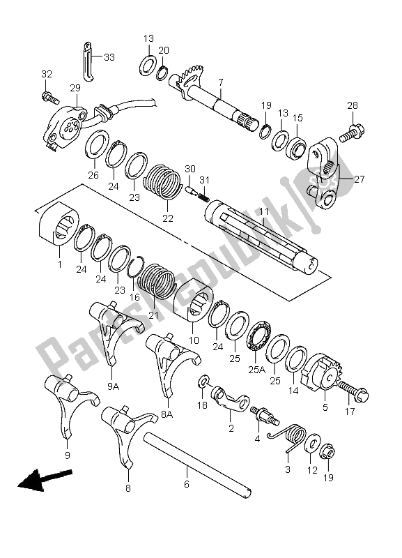 All parts for the Gear Shifting of the Suzuki LT A 400 Eiger 4X2 2006