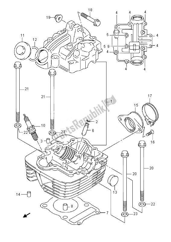 Todas as partes de Cabeça De Cilindro do Suzuki DR Z 125 SW LW 2014