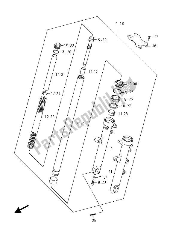 Tutte le parti per il Ammortizzatore Forcella Anteriore del Suzuki GW 250F Inazuma 2015