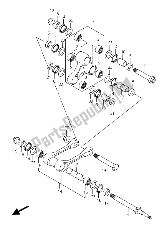 All parts for the Rear Cushion Lever of the Suzuki RM Z 450 2015