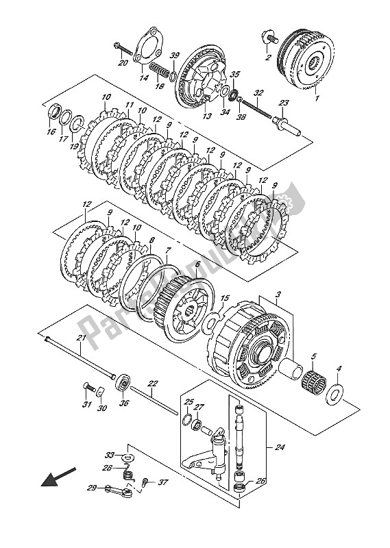 All parts for the Clutch of the Suzuki VL 1500 BT Intruder 2016