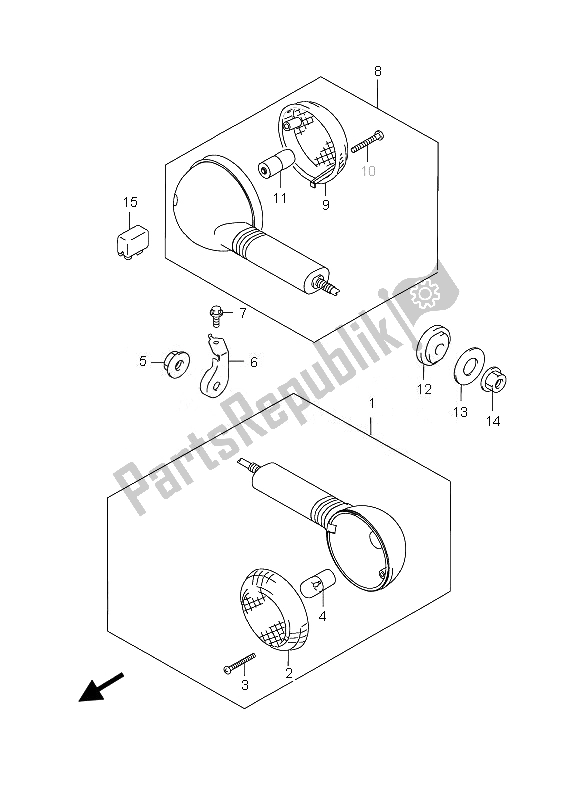 All parts for the Turn Signal Lamp of the Suzuki GZ 125 Marauder 2007