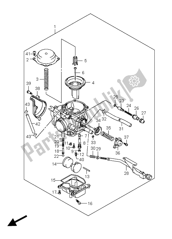 All parts for the Carburetor of the Suzuki LT A 400F Kingquad 4X4 2009