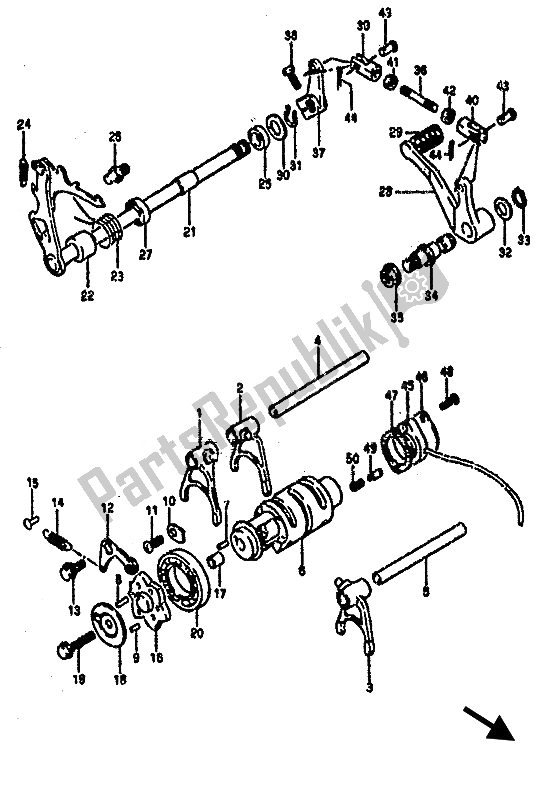 All parts for the Gear Shifting of the Suzuki RG 500 Gamma 1986