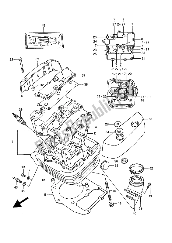 Todas las partes para Culata (delantera) de Suzuki VS 1400 Glpf Intruder 1991