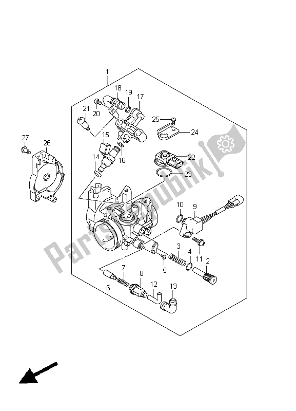 All parts for the Throttle Body of the Suzuki LT A 400Z Kingquad ASI 4X4 2012