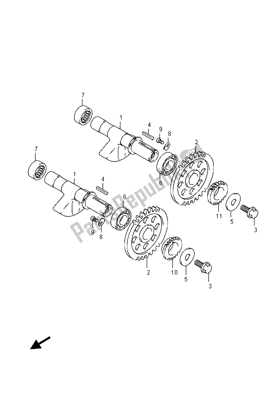 All parts for the Crank Balancer of the Suzuki LT A 750 XVZ Kingquad AXI 4X4 2015