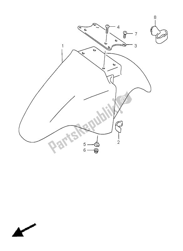 All parts for the Front Fender of the Suzuki GS 500H 2001