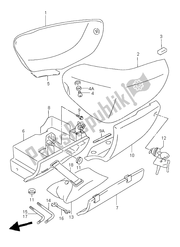 All parts for the Frame Cover of the Suzuki VL 1500 Intruder LC 1998