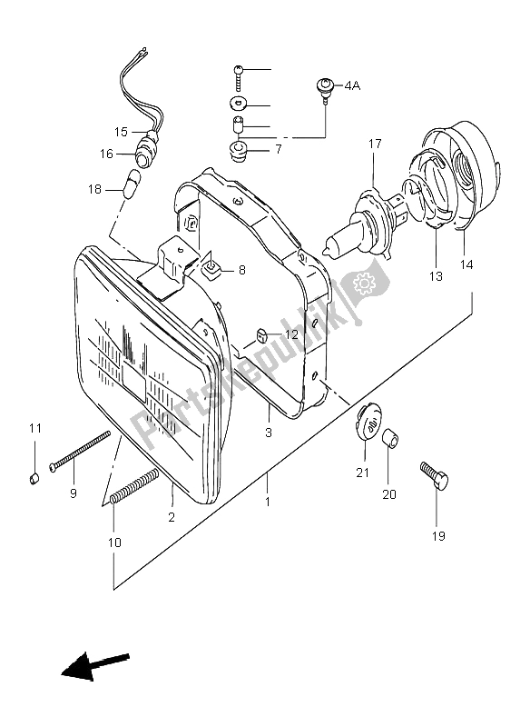 All parts for the Headlamp of the Suzuki DR 125 SE 1998