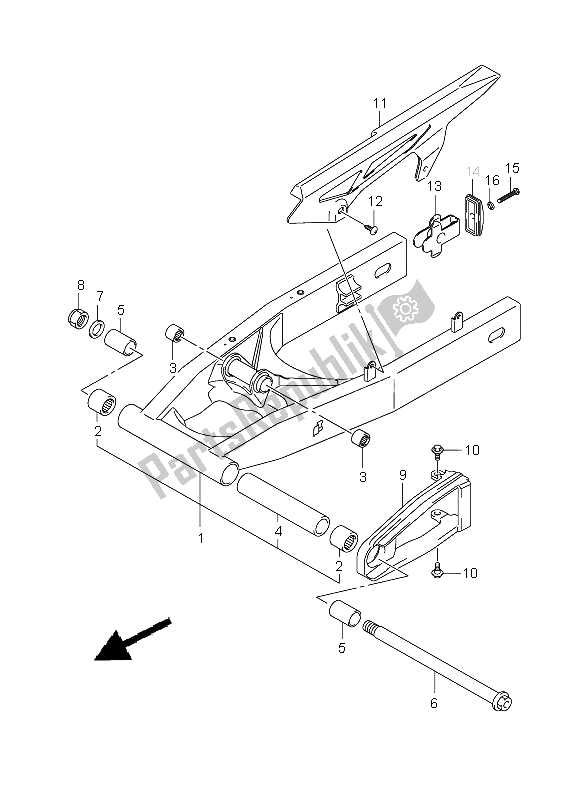 All parts for the Rear Swinging Arm of the Suzuki GSX 650 FA 2009