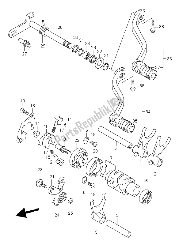 All parts for the Gear Shifting (dr-z400-e E1) of the Suzuki DR Z 400E 2002