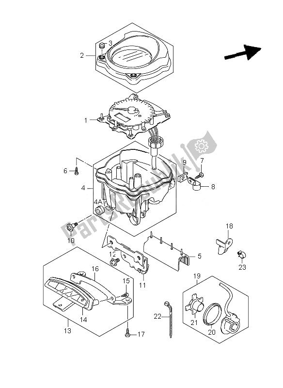 All parts for the Speedometer of the Suzuki VZ 800Z Intruder 2007