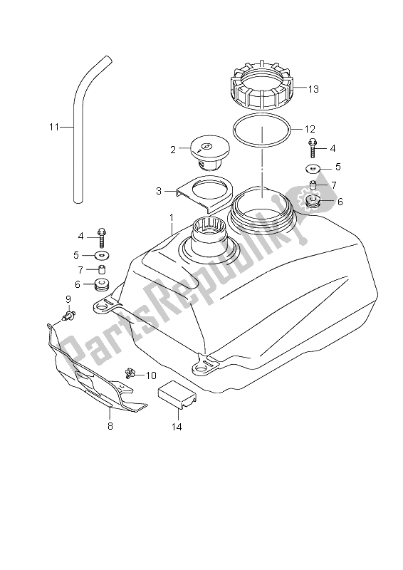 All parts for the Fuel Tank of the Suzuki UH 200 Burgman 2008