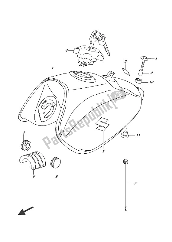 All parts for the Fuel Tank (pgz)(e19) of the Suzuki RV 200 2016