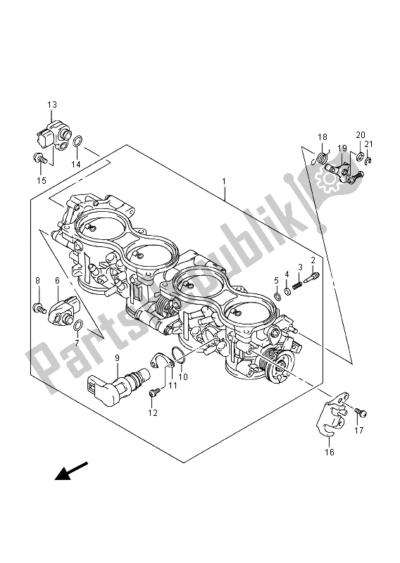 All parts for the Throttle Body (gsx-r1000a) of the Suzuki GSX R 1000A 2015