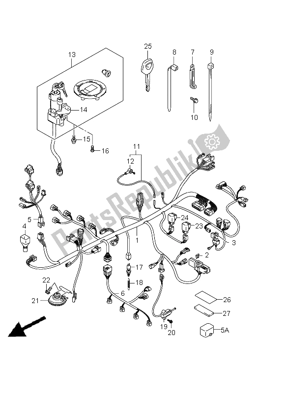 All parts for the Wiring Harness (gsx650fa-fua) of the Suzuki GSX 650 FA 2009