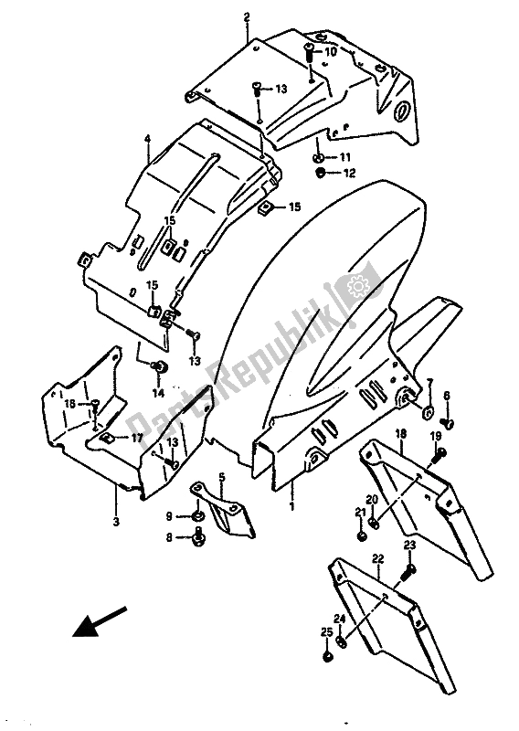 Tutte le parti per il Parafango Posteriore del Suzuki GSX R 1100 1989