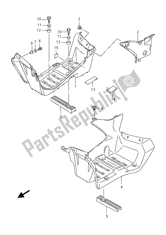 All parts for the Mudguard of the Suzuki LT Z 90 Quadsport 2015